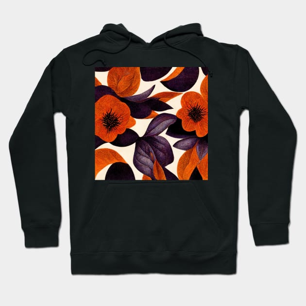 Vintage looking wallpaper with rich colors of purple and orange. Hoodie by Liana Campbell